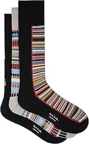 PS Paul Smith Men's Three Pack 'Signature Stripe' Socks, Multicolor, One Size, Multicolor, One Size