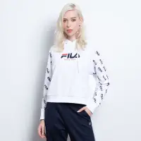 在飛比找Yahoo奇摩購物中心優惠-FILA 女吸濕排汗長袖連帽T恤-白色 5TEX-5487-