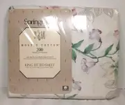 Vintage Springmaid Bill Blass King Fitted Sheet ROMANCE Floral Percale 200 TC