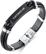 [MPRAINBOW] Religous Cross Jesus Scripture Quote Christian Jewelry Faith,Christian Bible Verse Inspiring Leather Bracelets for Men