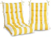 Only choice High Back Adirondack Chair Cushion Set of 2-44”x 22”x 4” Waterproof, Fade-Resistant Outdoor Rocking Chair Cushions for Patio, Garden, Porch (2, Yellow White Stripes)