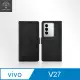 Metal-Slim Vivo V27 5G 高仿小牛皮前扣磁吸內層卡夾皮套