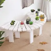 Wrap Around Wooden Curved Benches, Outdoor Garden Bench for Patio Furniture, Solid Wood Slatted Backless Bench Seating for Porch Lawn Backyard(Half Round)
