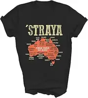 [Above Good Tee] Vintage Aussie Day Straya Australia Map G'Day Mate Australian Unisex Shirt Gift Women Men T-Shirt (Black;M)