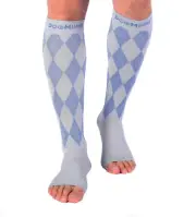 Doc Miller Open Toe Compression Sock 1 Pair 20-30 mmHg Varicose Veins GRAY/BLUE