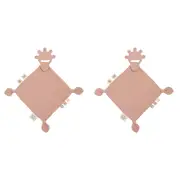 2x Playground Baby Silicone/Cotton Comfort Teether Blanket/Teething 4m+ Rose