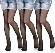 [UILYNIU] 3 Pairs Black Fishnet Fishnet Tights for Girls Kids Tights with Mesh Pattern Children's Tights Dance Tights for 8-13 Years Gymnastics Dance Cosplay Ballet Parties