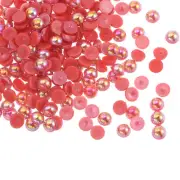 1200pcs ABS Half Pearl Beads 5mm Flat Back Imitation Pearl Colorful Red
