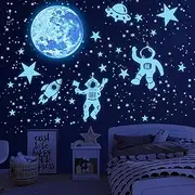 Glow in The Dark Stars for Ceiling 1106Pcs Glow in The Dark Moon and Planet Wall Decal Luminous Astronaut Universe Galaxy Space Wall Stickers Outer Space Decal for Kids Boys Girl Bedroom