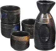 BESTOYARD Sake Pot Cup Kit Japanese Jinngisukann 1 Pot 4 Cups Exquisite Ceramic Sake Sets Unique Idea