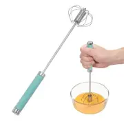Stainless Steel Whisk, 11.6 Inch Semi-Automatic Whisking Tool, Green
