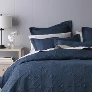 Bianca Kazimir Single/Double Polyester Coverlet/2x Pillowcases Set - Navy