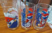 OLDER TRIO of PEPSI Winter Can GLASSES SNOWMAN, SANTA, PENQUINS