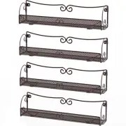 Wall Mount Single Tier Mesh Spice Rack, 4 Pack, Bronze