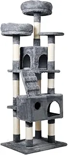 PaWz Cat Tree Scratching Post Scratcher for Cats Tower House, Cat Tree Grey 141cm, Cat Tower House
