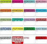 300 Large Home Moving Labels for Boxes, 20 Different Color Coded Stickers House Moving Supply - Removable from Furniture Fragile Stickers Included (2" x 3")