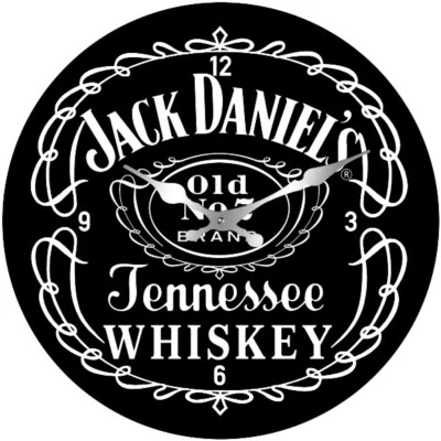 30 CM JACK DANIEL'S BLACK GLASS WALL CLOCK COLLECTABLE MAN CAVE GARAGE SHED