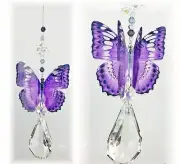 Purple butterfly crystal suncatcher car mirror rainbow prism crystals gift