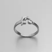 Sterling Silver Dolphin with One Clear CZ Toe Ring, Dolphin Ring, Rings