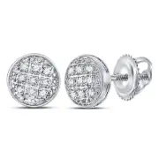 Macey Worldwide Jewelry 10K White Gold Mens Diamond Circle Earrings 1/20 CT