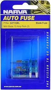 Narva 15 amp Mini Blade Fuse, Blue (Pack of 5)