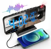 Projection Digital Alarm Clock for Bedroom, Beedove FM Radio Alarm Clock, Dual A