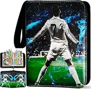 Soccer Card Binder 440 Pockets, 55 Sleeves Small Soccer Binder 3 Ring Zipper Trading Cards Holder 4 Pocket, Sport Card Collection Folder Book Storage Organizer, Album Case Protector Collector Gift