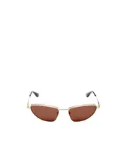 Women's Metal T-bar Soft Cat-eye Sunglasses in Brown/Gold One size light gold