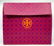 Tory Burch NEW 10 Pink Paper Double T Print Gift Bag Flap Hook & Loop Closure