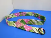 J. Crew Womens Size Large Fabric Belt Multi Color Plaid Patchwork Silk Pink