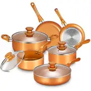 Pots and Pans Set, Cookware Set, Copper Pan Set, Nonstick Ceramic Coating, Saute