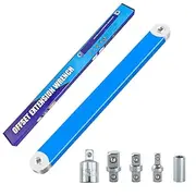 Offset Extension Wrench Set, 15.4 Inch Offset Extension Wrench with 1/2, 1/4, 3/8 Square Drive Adapters and 3/8 Drive Ratchet Wrench, Universal Impact Wrench E