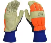 Maxisafe Forester HiVis Chainsaw Gloves Logging Farm Work Gardening Cowhide