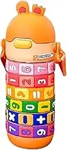 LUSHLOOM:Insulated Bottle for Kids 430ML Stainless Steel,Drink Water Bottle with Straw,School Drinking,Thermos with Handy Strap,Kids Water Bottles,kids water bottle stainless steel (orange)