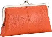 [Generic] Purse - Leather Coin Purse, Kiss Lock Coin Purse Women, Coin Purse Wallet with Clasp, Large Capacity Coin Pouch, Leather Coin Purses with Kiss Lock, Double Clasp Closure Purse for Cash Coin Key