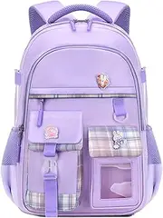 [HANXIUCAO] School Backpack Girls Large Capacity School Backpack Girls Teenagers Waterproof with Laptop Compartment Backpack Girls for Primary Junior High University