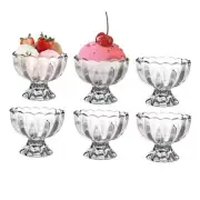 Vintage Glass Dessert Bowls, Ice Cream cups, 5oz Dessert cups, for Sundae, 6