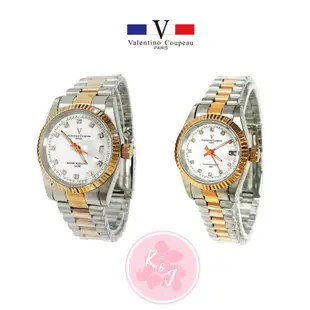 【valentino coupeau 范倫鐵諾】 V12169TR白金銀 不銹鋼 防水手錶  放大日期 情侶對錶 原廠貨
