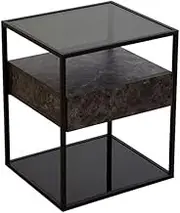 Nightstands Creative Square Black Bedside Table Rack Locker Living Room Coffee Table Side Cabinet Bedroom Storage Drawer Bedside Table Bedside Tables (Color : A)