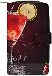 [QMNRTK] Classic Cocktail Credit Card Wallet Rfid Blocking Slim Bifold Genuine Leather Minimalist Front Pocket Wallets Keychain Wallet for Men And Women, style, 19.7x11x3.5cm, Style, 19.7x11x3.5cm