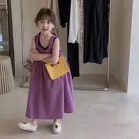 在飛比找蝦皮購物優惠-韓國童裝 兒童套裝 女童洋裝套裝 韓版女童時髦洋氣設計感紫色