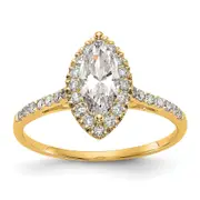 1.50ct. CZ Solid Real 14ktt Marquise Halo Engagement Ring