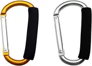 Large Stroller Hooks for Mommy, 2 pcs Carabiner Stroller Hook Organizer for Hanging Purses, Diaper Bag, Shopping Bags. Clip Fits Single/Twin Travel Systems, Car Seats and Jo (Silver+Golden Yellow)