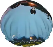 Airplane In The Evening Lights Print Various Activities Shower Cap Reusable Soft And Lightweight Bath Hair Cap Long Hair