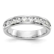 0.79ct. CZ Solid Real 14K White Gold 10-Stone Channel Wedding Band Ring