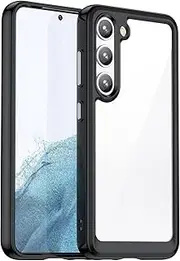 [FINON] Case for Samsung Galaxy S23 Shockproof Phone Bumper Cover, Anti-Scratch Clear Back (Black)