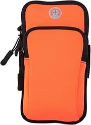Armband Arm Bag, Sports Armband with Headphones Bag, Sports Armband, Mobile Phone Case, Running Armband, Shoulder Bag, Outdoor Belt Bag, Passport Wallet with Headphone Hole (Orange)