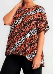 TS TAKING SHAPE plus size M / 20 Painted Leopard Top day/night animal print NWT!
