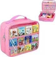 Carrying Case Compatible with Little Tikes Story Dream Machine Books Starter Set,Portable Storage Bag with Handle for Storytime,Little Golden Book,Little Puppy Character, Pink
