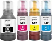 SHUOLEI 542 Ink Compatible Refill Bottle Ink 542 T542 Work for EcoTank Pro ET-5150 ET-5170 ET-5180 ET-5800 ET-5850 ET-5880 ET-16650 ET-16600 Workforce ST-C8000 (4 Packs, BK/C/M/Y)